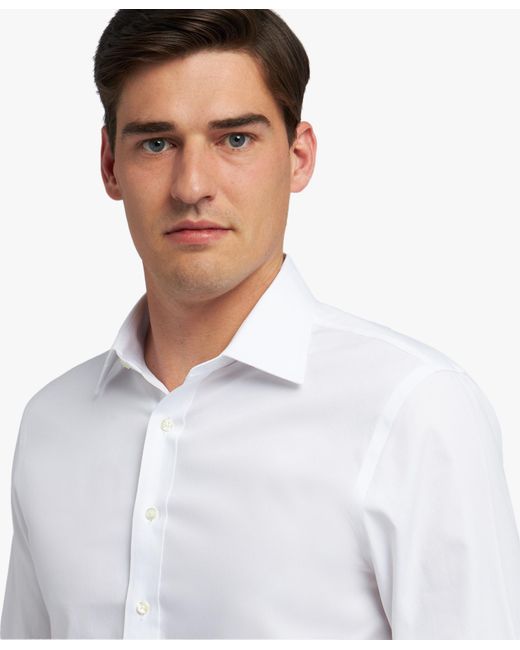 Brooks Brothers White Slim Fit Non-Iron Oxford Pinpoint Shirt With Ainsley Collar for men