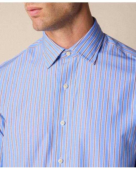 Brooks Brothers Blue Thomas Mason Striped Regular Fit Cotton Shirt With Ainsley Collar for men