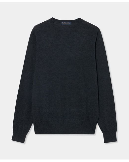 Brooks Brothers Blue Merino Wool Crewneck Sweater for men