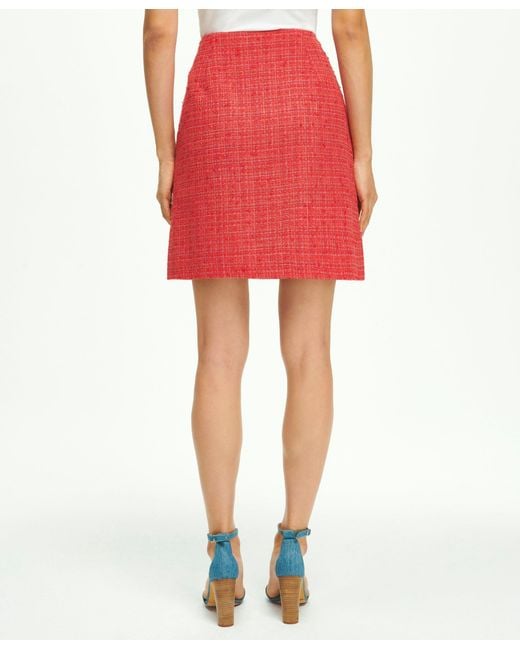 Brooks Brothers Red Boucle Tweed Skirt