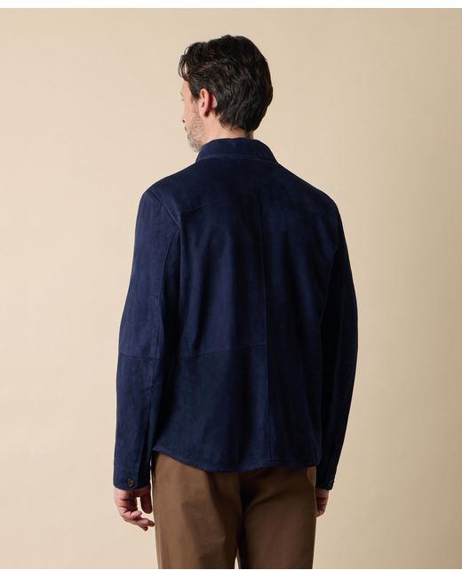 Brooks Brothers Blue Suede Leather Shirt Jacket for men