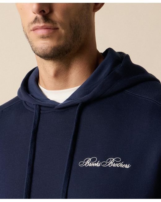 Brooks Brothers Blue Cotton Hoodie With Embroidered Logo for men