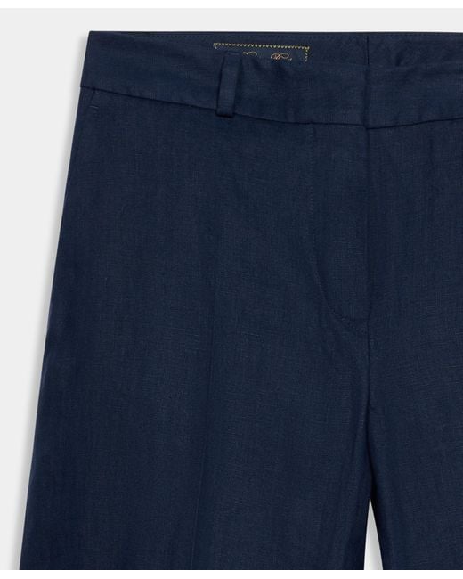 Brooks Brothers Blue Wide Leg Tailored Linen Trousers