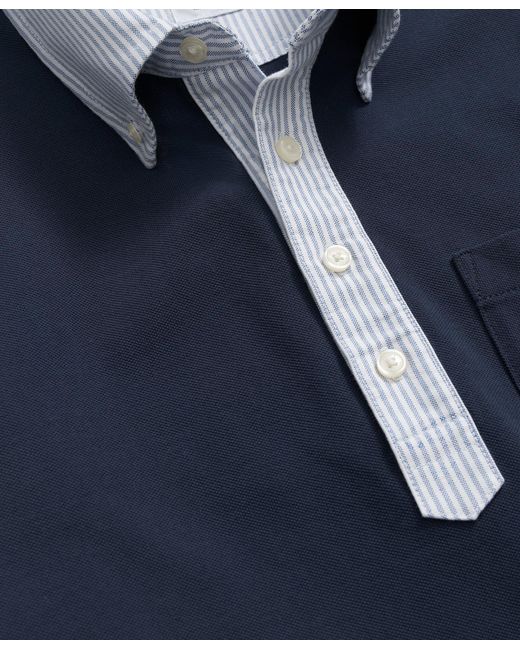 Brooks Brothers Blue The Vintage Oxford-collar Polo Shirt In Supima Cotton Blend for men