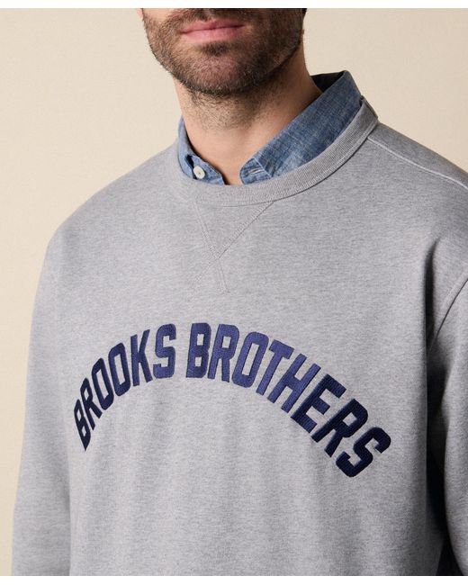 Brooks Brothers Gray Cotton Sweatshirt With Extended Logo Print for men