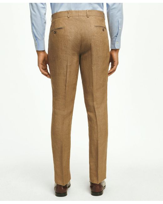 Brooks Brothers Natural Classic Fit Linen Trousers for men