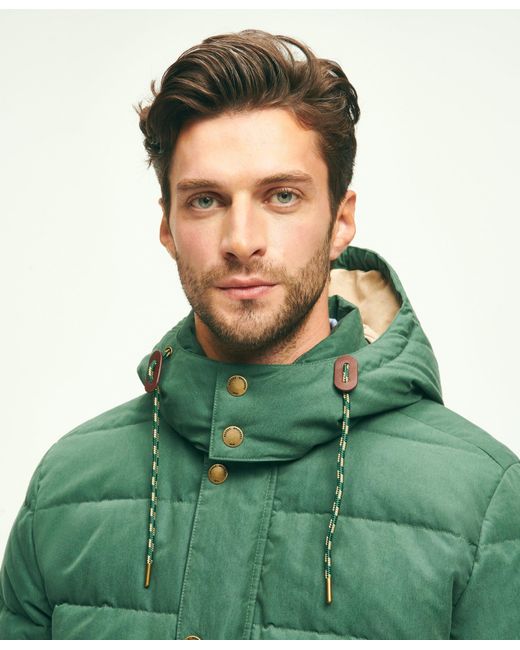 Brooks Brothers Down Hood Parka Jacket in Green for Men | Lyst