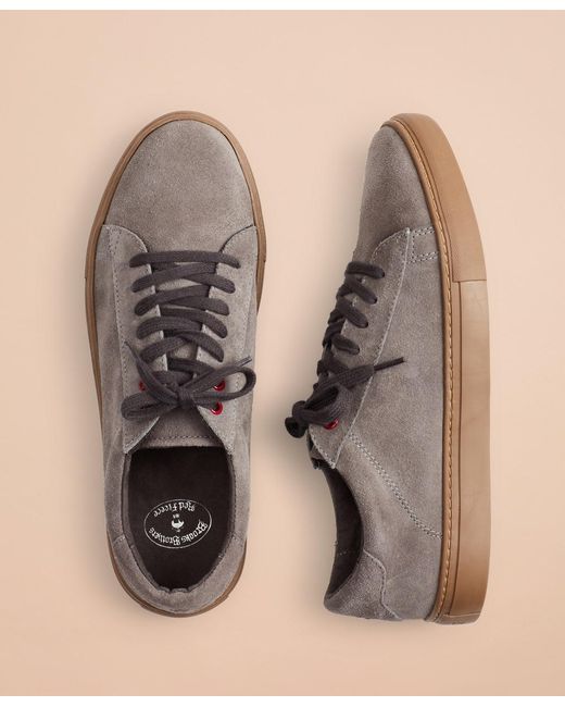 Brooks Brothers Gray Suede Sneakers for men