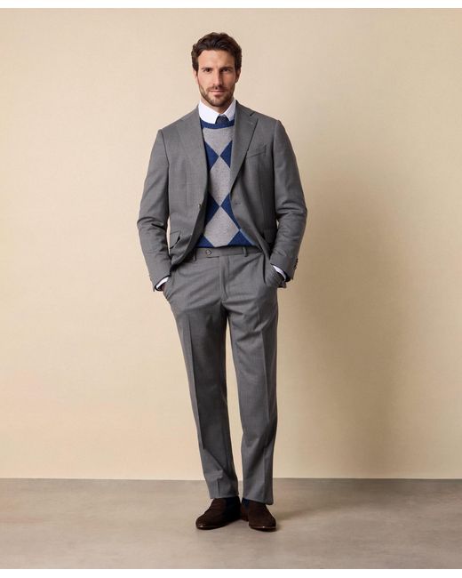 Brooks Brothers Gray Travel Twill Trousers for men