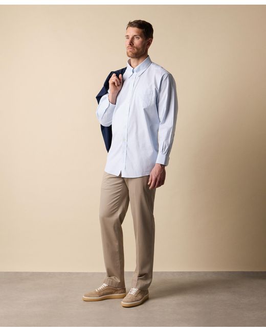 Brooks Brothers Blue Light Slim Fit Non-Iron Stretch Cotton Shirt With Button-Down Collar for men