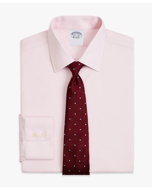 Brooks Brothers Pink Slim Fit Non-Iron Twill Shirt With Ainsley Collar for men