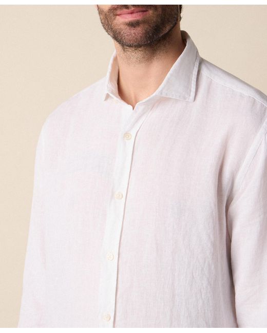 Brooks Brothers White Regular Fit Linen Shirt With Spread Collar for men