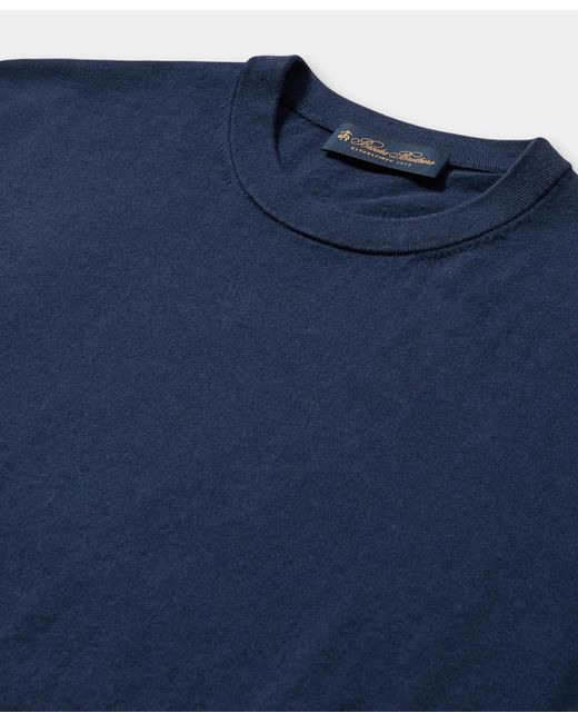 Brooks Brothers Blue Plain Cotton Crewneck for men