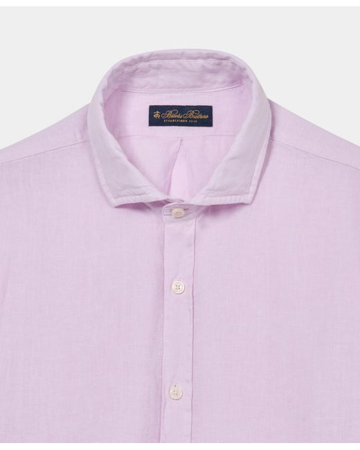 Brooks Brothers Pink Regular Fit Linen Shirt With Spread Collar for men