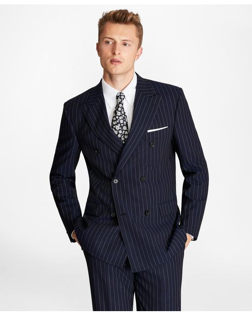Brooks Brothers Blue Regent Fit Double-breasted Pinstripe 1818 Suit for men