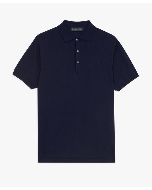 Navy Silk-cashmere Blend Polo Shirt di Brooks Brothers in Blue da Uomo