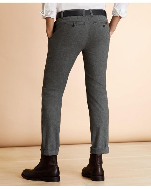 Brooks Brothers Fleece Pinstripe Herringbone Stretch Pants in Grey