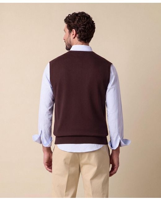 Brooks Brothers Brown Merino Wool Sweater Vest for men