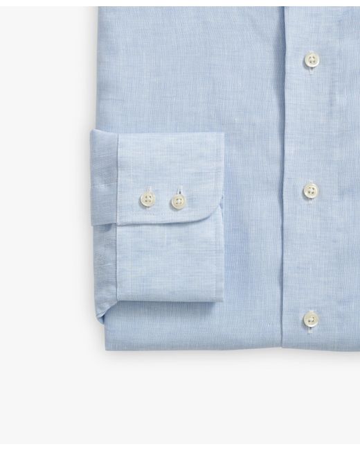 Camicia Azzurra Slim Fit X Thomas Mason In Lino Con Collo Semi Francese di Brooks Brothers in Blue da Uomo