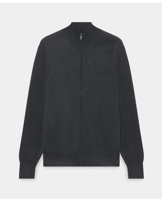 Brooks Brothers Gray Silk-Cashmere Full Zip Sweater for men