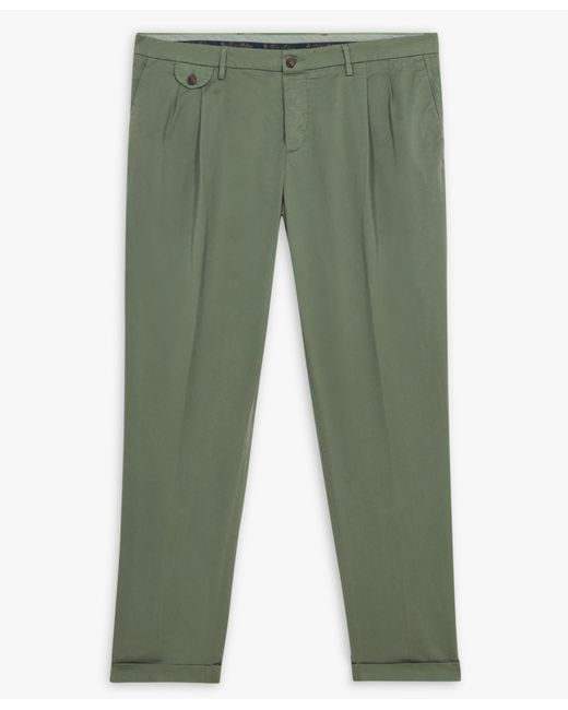 Pantalón Chino Verde Militar De Corte Regular En Algodón Con Doble Pinza Brooks Brothers de hombre de color Green
