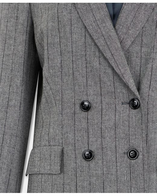 Brooks Brothers Gray Double Breasted Pinstripe Wool Blazer