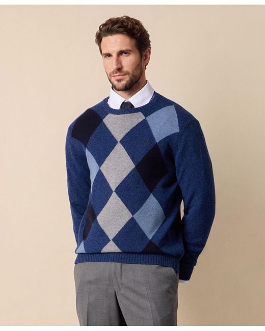 Brooks Brothers Blue Argyle Intarsia Sweater for men