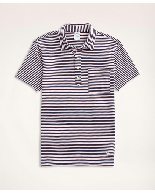 Brooks Brothers Cotton Vintage Jersey Feeder Stripe Polo Shirt in Navy