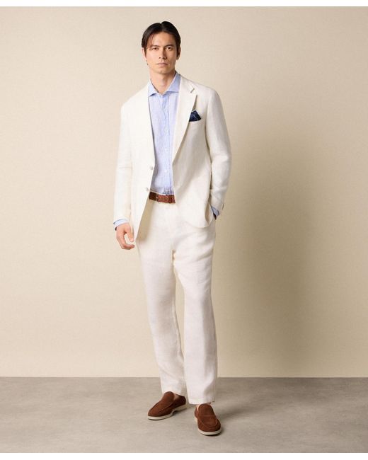 Brooks Brothers White Plain Linen Blazer for men