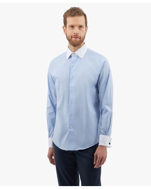 Brooks Brothers White Light Regular Fit Non-Iron Stretch Supima Cotton Pinpoint Oxford Cloth Dress Shirt With Ainsley Collar for men