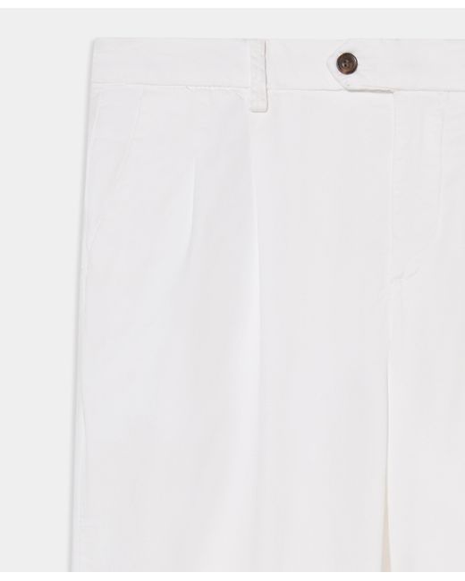 Brooks Brothers White Double Pleat Trousers for men