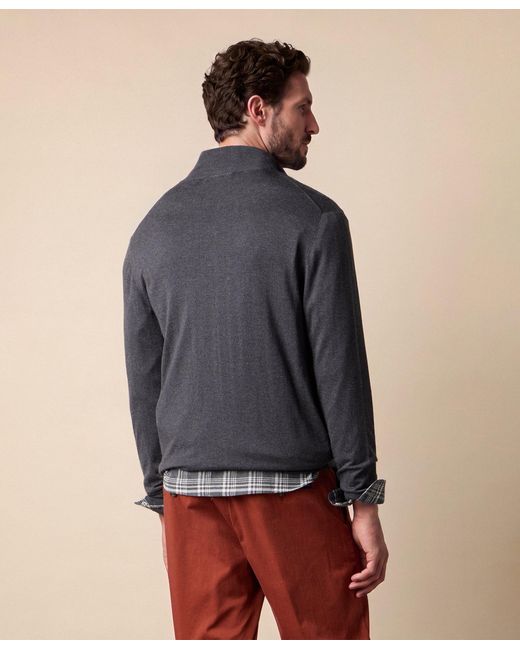 Brooks Brothers Gray Silk-Cashmere Full Zip Sweater for men