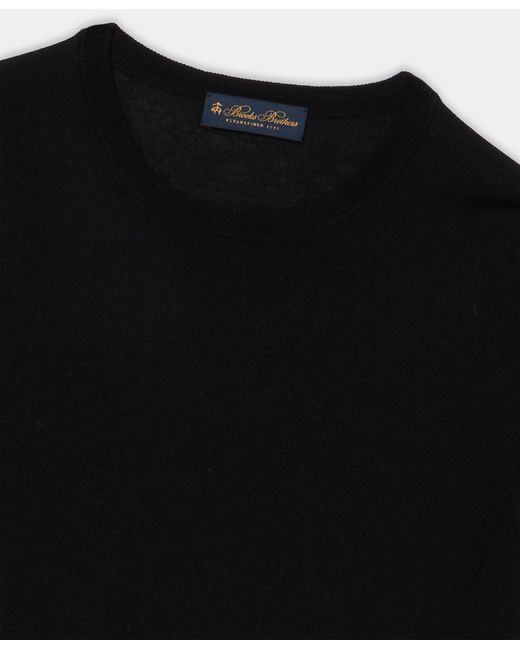 Brooks Brothers Black Merino Wool Crewneck Sweater for men