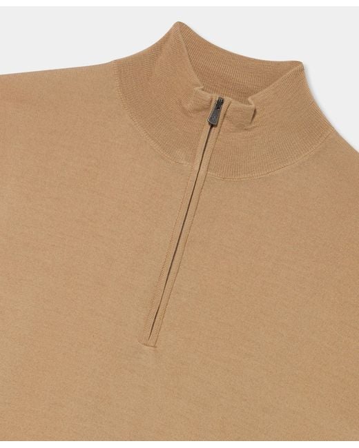 Brooks Brothers Natural Merino Wool Half Zip Sweater for men