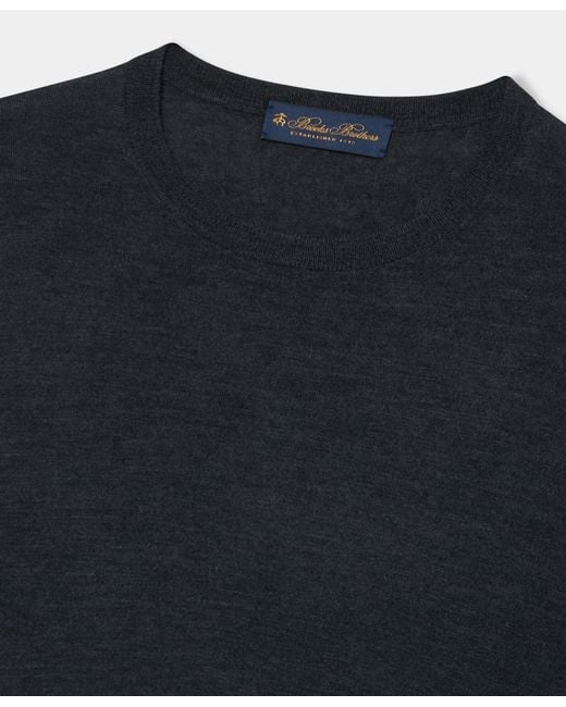 Brooks Brothers Blue Merino Wool Crewneck Sweater for men