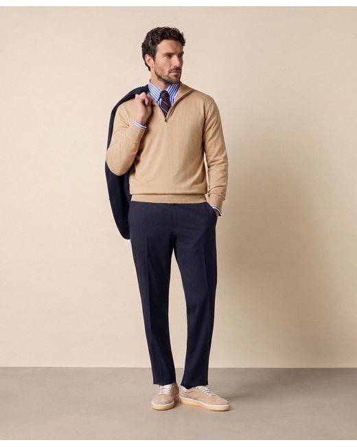 Brooks Brothers Natural Merino Wool Half Zip Sweater for men