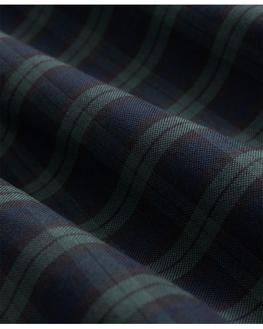 Brooks Brothers Blue Slim Fit Non-Iron Plaid Stretch Oxford Shirt With Button Down Collar for men