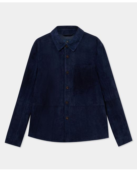 Brooks Brothers Blue Suede Leather Shirt Jacket for men