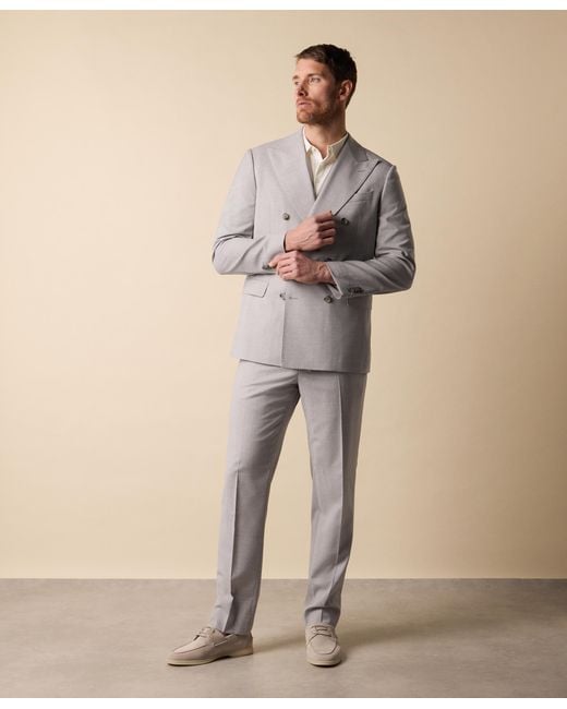 Brooks Brothers White Double Breasted Weave Virgin Wool Suit for men