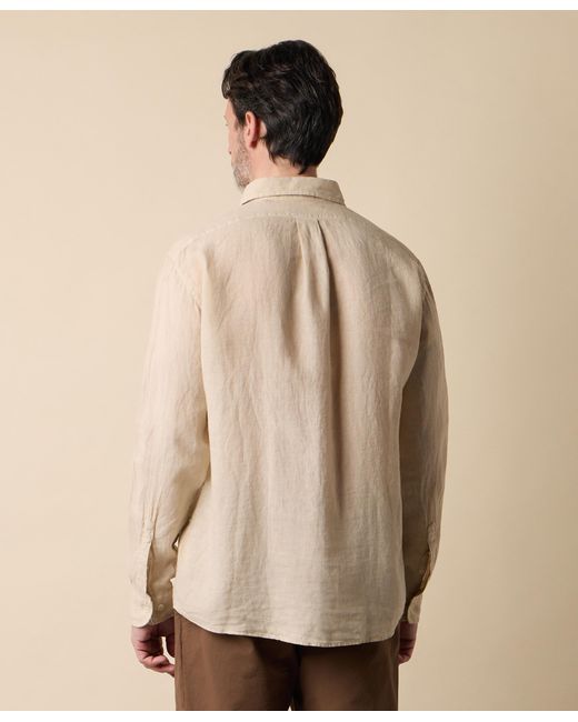 Brooks Brothers Natural Regular Fit Linen Shirt With Spread Collar for men