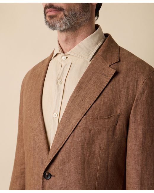 Brooks Brothers Brown Herringbone Linen Blazer for men