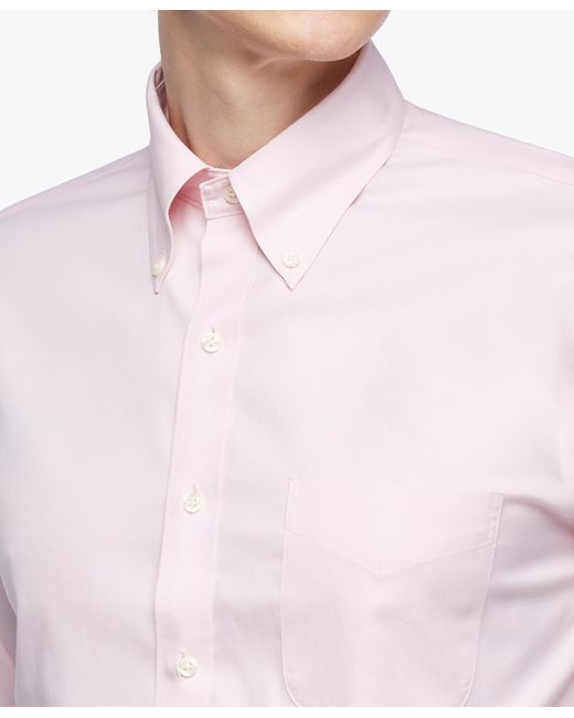 Brooks Brothers Stretch Supima Cotton Non-Iron Pinpoint Oxford Button-Down Collar Dress Shirt in Pink für Herren