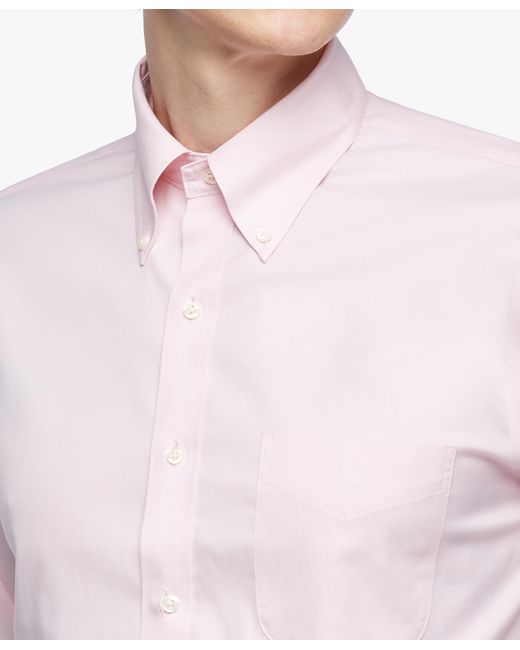 Brooks Brothers Pink Regular Fit Non-Iron Supima Oxford Pinpoint Shirt With Button Down Collar for men