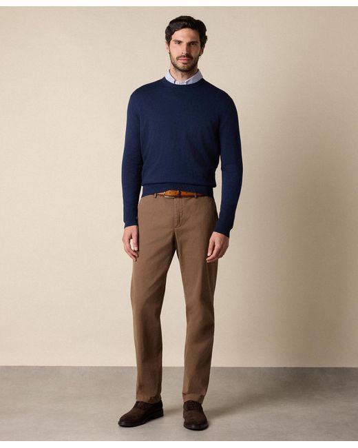 Brooks Brothers Blue Plain Cotton Crewneck for men