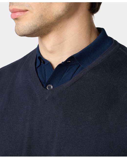 Suéter De Cuello En V De Algodón Y Lino Orgánico Brooks Brothers de hombre de color Blue