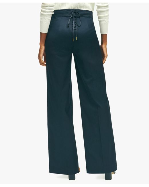 Brooks Brothers Blue Cotton Twill Wide-leg Sailor Pants