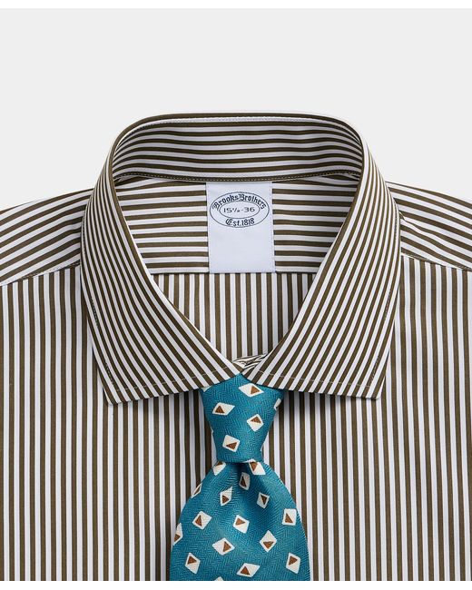 Brooks Brothers Gray Regular Fit Cotton Shirt With English Collar for men
