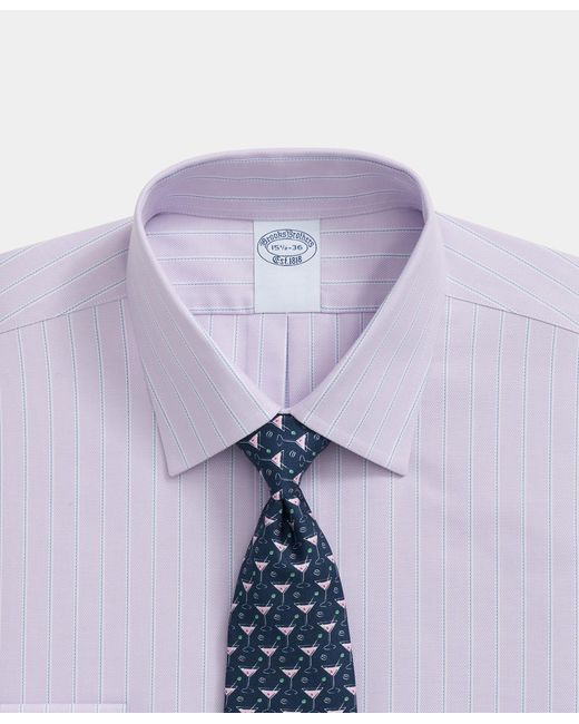 Brooks Brothers Purple Slim Fit Royal Oxford Striped Shirt With Ainsley Collar for men