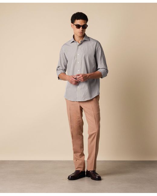 Brooks Brothers Gray Regular Fit Cotton Shirt With English Collar for men