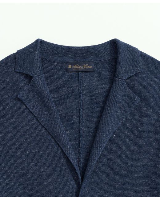 Brooks Brothers Blue Sweater Blazer In Linen-cotton Blend for men